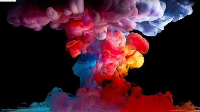 multicolored mushroom smoke, paint in water, black background, HD wallpaper