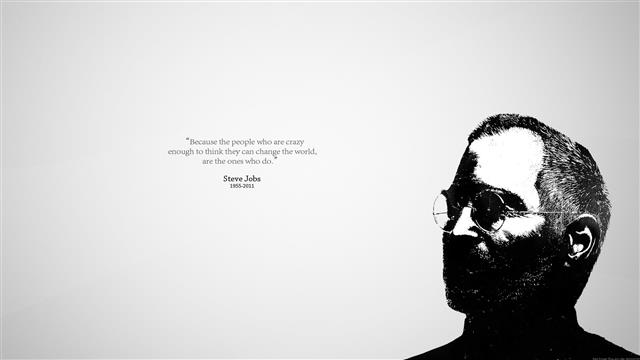 Steve Jobs illustration with text overlay, quote, simple background, HD wallpaper