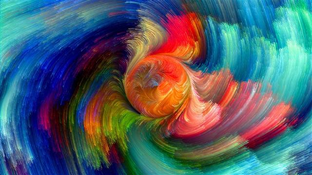 green, red, and blue abstract painting, colorful, digital art, HD wallpaper