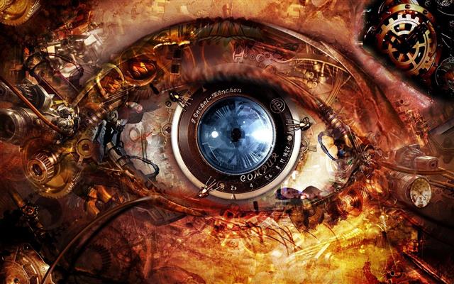 brown and blue human eye illustration, science fiction, fantasy art, HD wallpaper