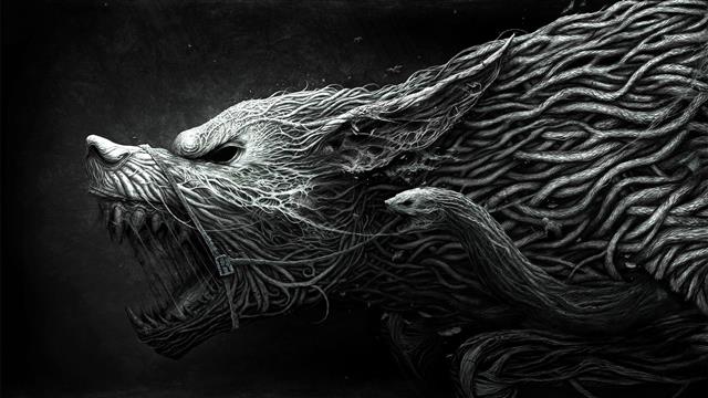 black and gray beast digital wallpaper, fantasy art, wolf, digital art, HD wallpaper