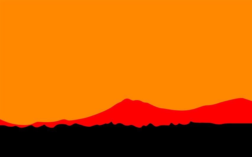 red and black mountain illustration, sunset, landscape, artwork, HD wallpaper