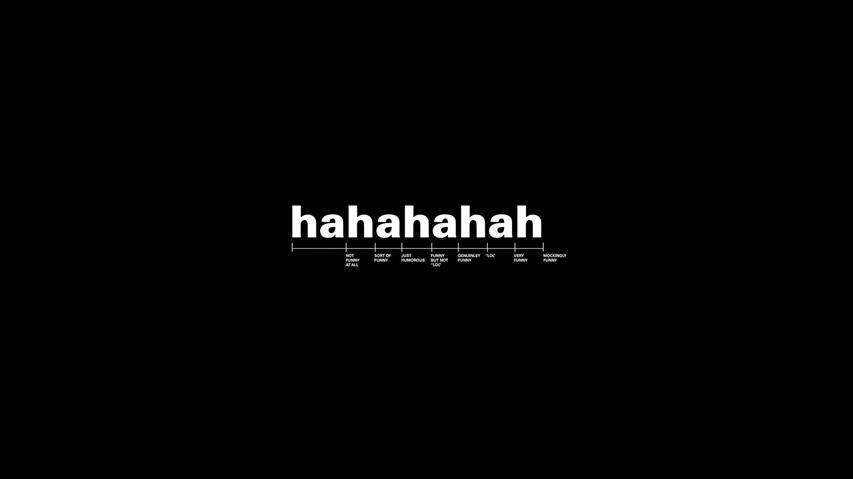black background with haha text overlay, humor, minimalism, simple background, HD wallpaper