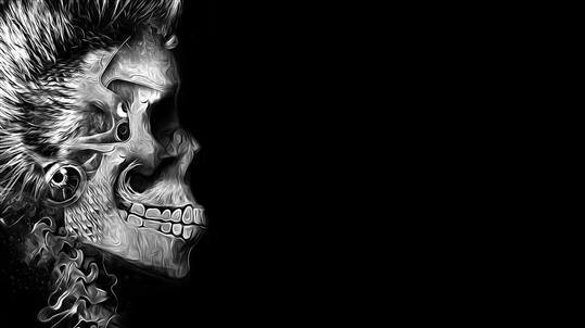 human skull digital wallpaper, artwork, black background, simple background, HD wallpaper