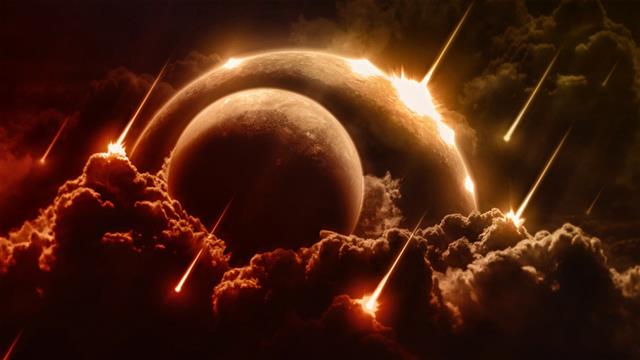 planet and comets illustration, space, shooting stars, clouds, HD wallpaper