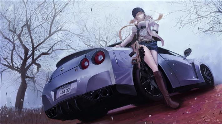 female anime character illustration, vehicle, car, anime girls, HD wallpaper