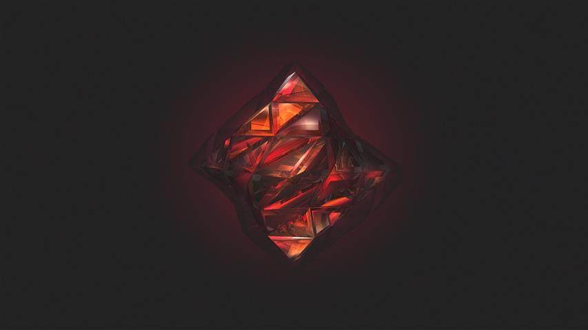 diamond red and orange logo illustration, Justin Maller, abstract, HD wallpaper