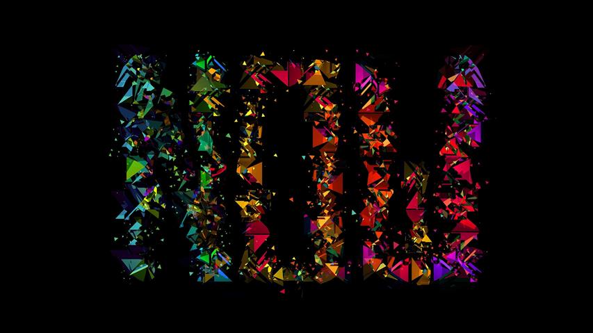 multicolored 'Now' text, Justin Maller, Facets, typography, HD wallpaper