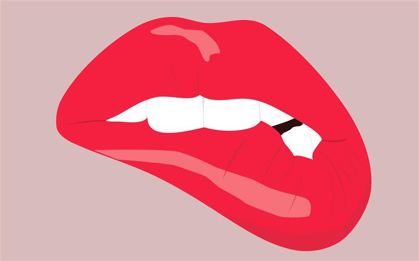lip bite clip art, minimalism, digital art, simple background, HD wallpaper