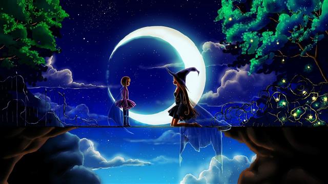 anime character witch and girl digital wallpaper, anime girls, HD wallpaper
