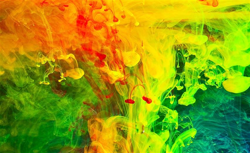 Colorful Paint in Water, yellow, green, and red smok digital wallpaper, HD wallpaper