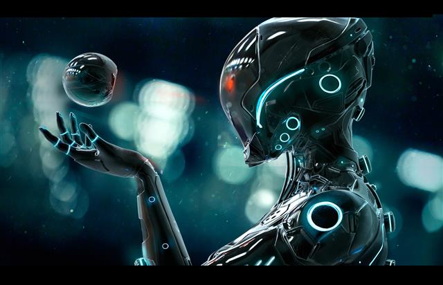 gray robot wallpaper screenshot, cyberpunk, digital art, futuristic, HD wallpaper