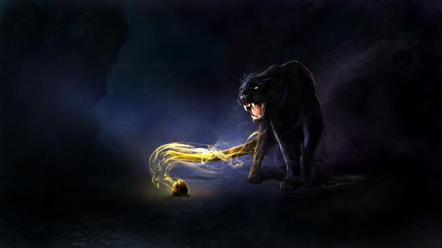 black panther and yellow light illustration, pumas, cat, animals, HD wallpaper