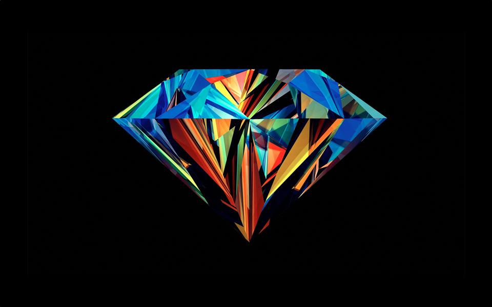multicolored diamond, colorful, abstract, Justin Maller, diamonds, HD wallpaper