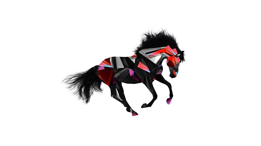 black and red horse illustration, animals, Facets, digital art, HD wallpaper