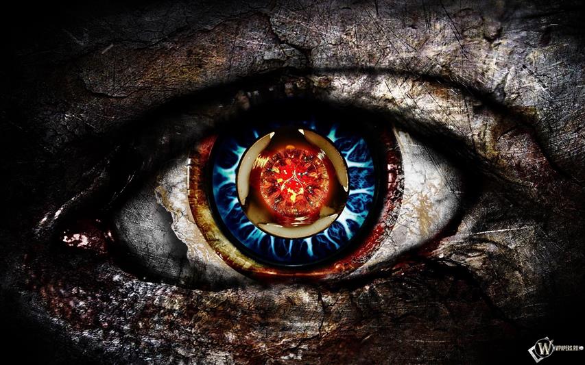 multicolored human eye painting, blue eyes, red eyes, anime, artwork, HD wallpaper