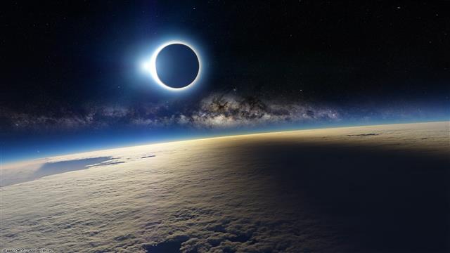 moon illustration, space, Earth, landscape, eclipse, solar eclipse, HD wallpaper
