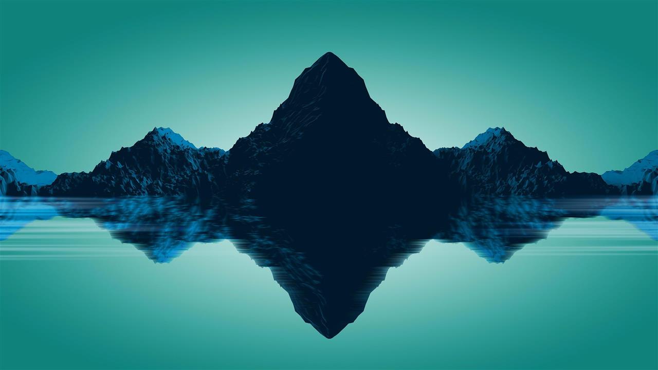 mountain, low poly art, lowpoly, mountains, reflection, digital art, HD wallpaper