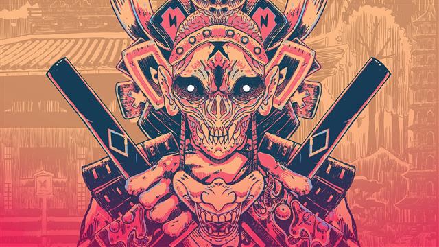 skull wearing cap illustration, digital art, samurai, mask, picture, HD wallpaper
