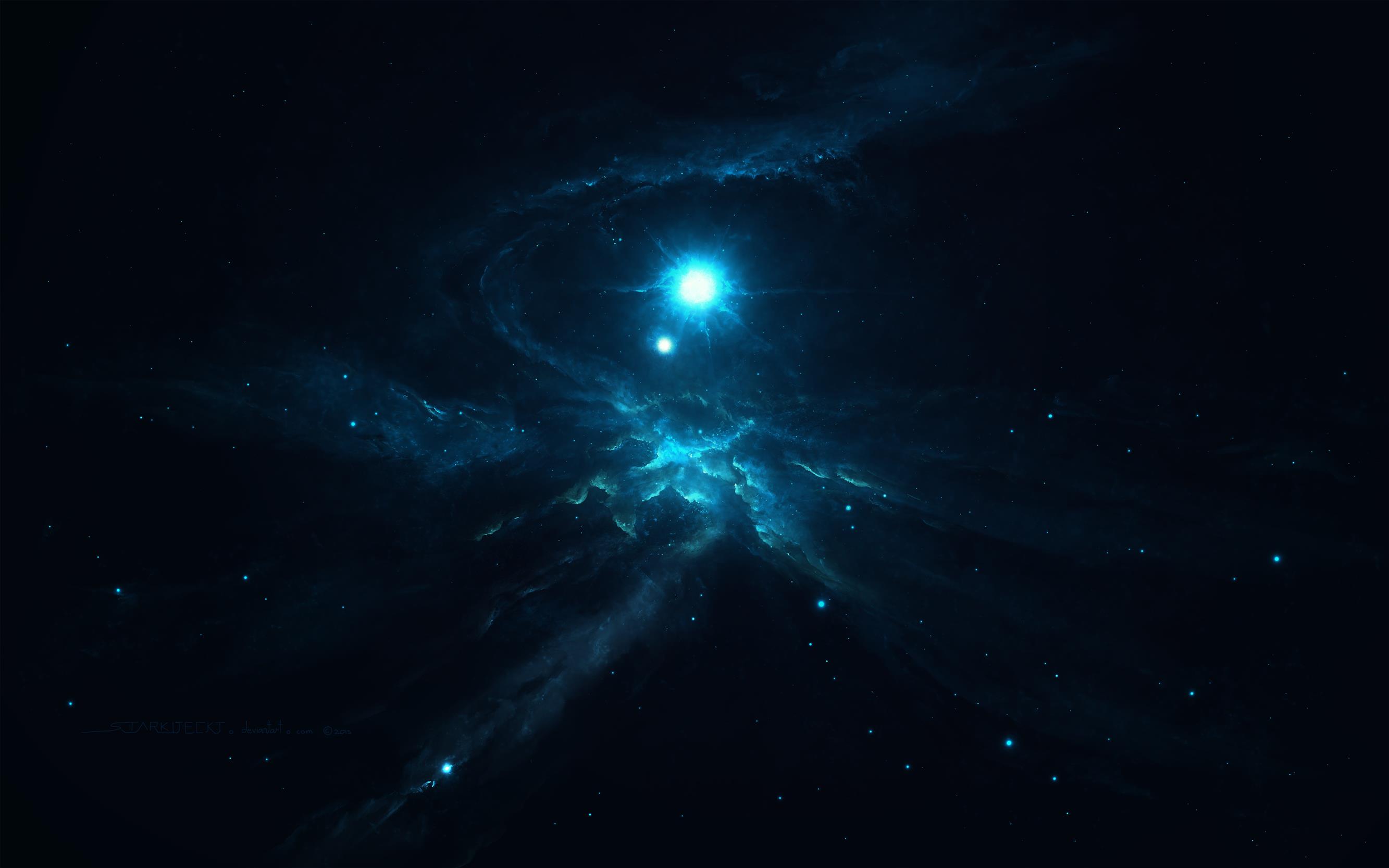 blue and black nebula wallpaper, dark, abstract, science fiction, HD wallpaper