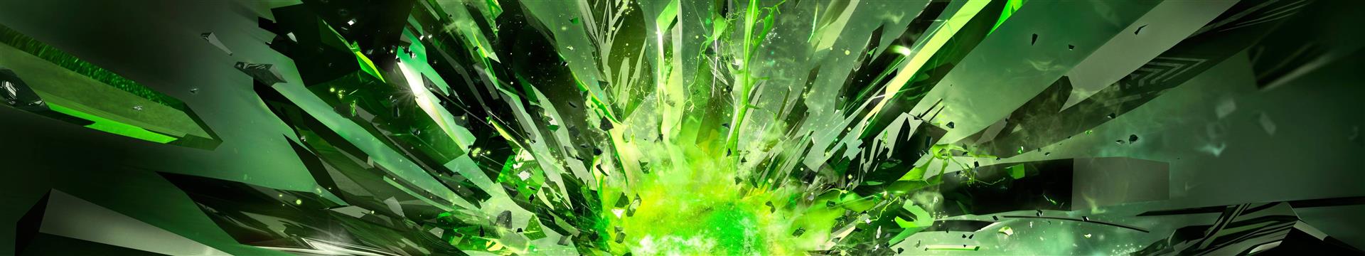 green and black wallpaper, abstract, explosion, crystal , Nvidia, HD wallpaper