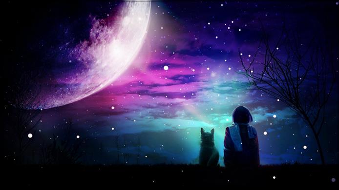 earth moon with purple light illustration, artwork, digital art, HD wallpaper