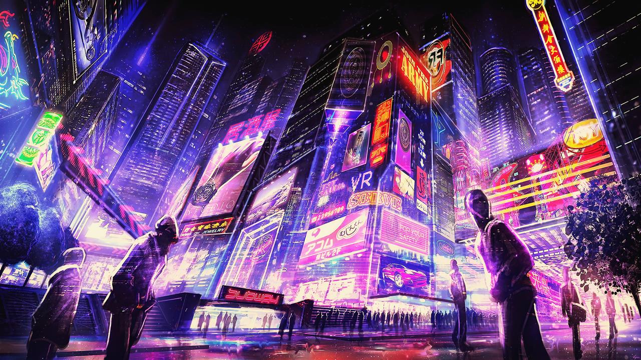 night, cyberpunk, futuristic city, artwork, digital art, concept art, HD wallpaper