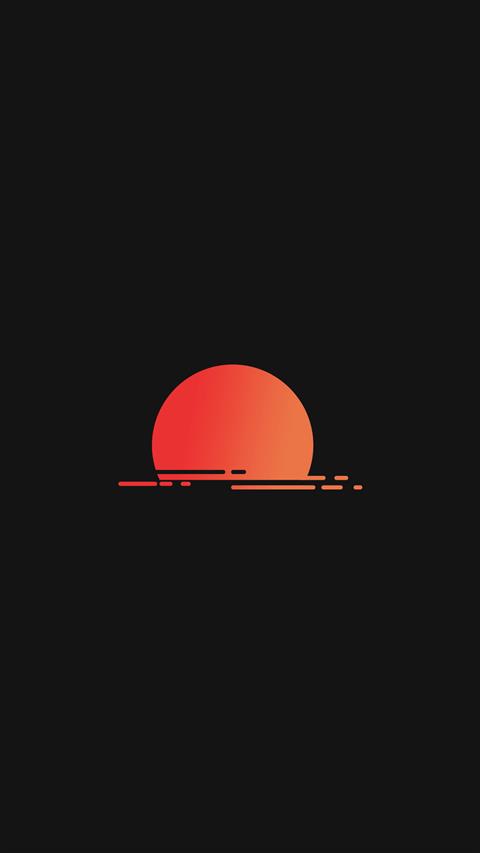 red and orange sunset clip art, black background, minimalism, HD wallpaper