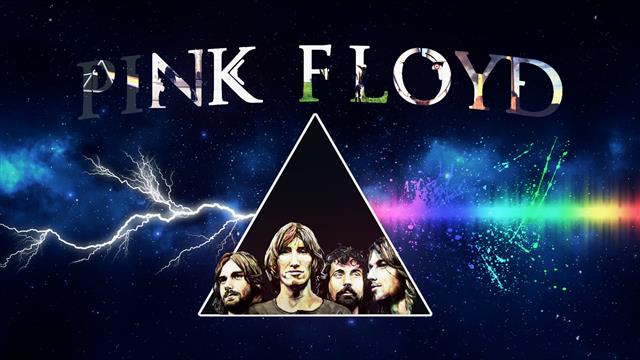 Pink Floyd illustration, triangle, sky, lightning, rainbows, stars, HD wallpaper