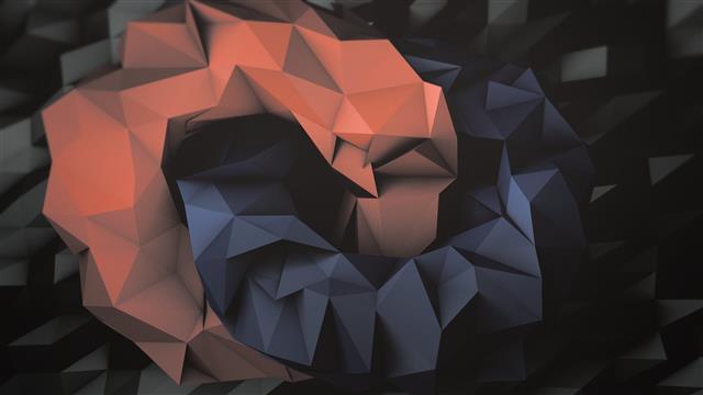 red and blue digital wallpaper, low poly, abstract, digital art, HD wallpaper