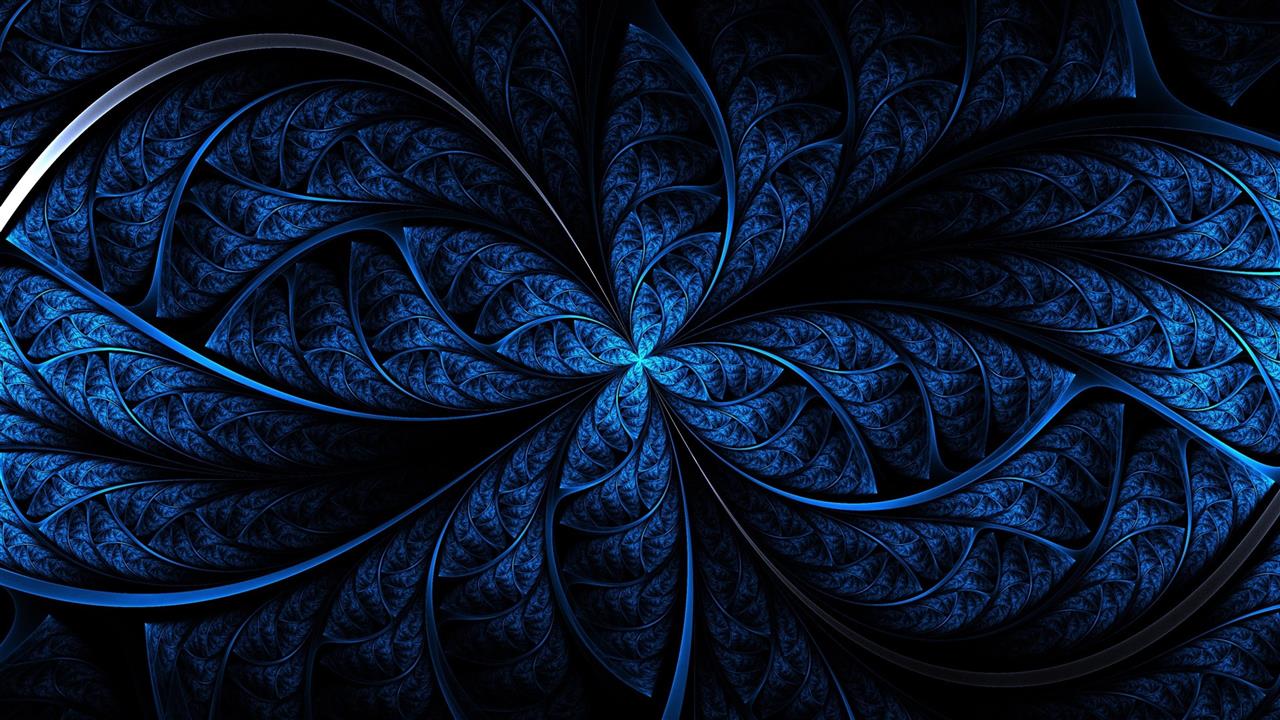 blue, fractal art, dark blue, symmetry, navy blue, pattern, HD wallpaper