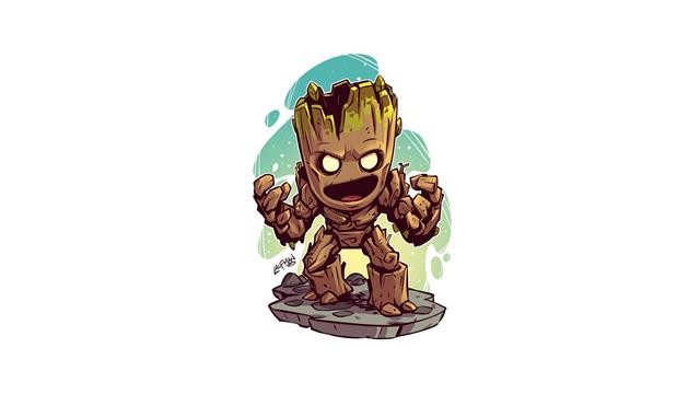 Groot, Guardians of the Galaxy, artwork, white background, simple background, HD wallpaper