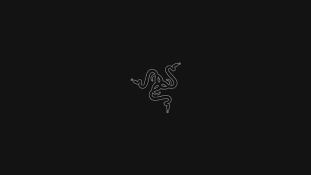 black Razer logo, dark, minimalism, copy space, black background, HD wallpaper