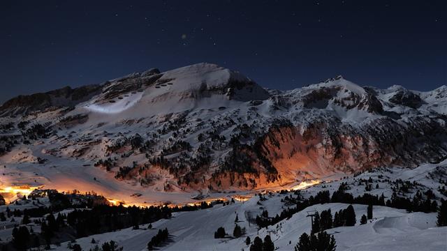 photo of mountain covered with snow, hills, mountains, night, HD wallpaper