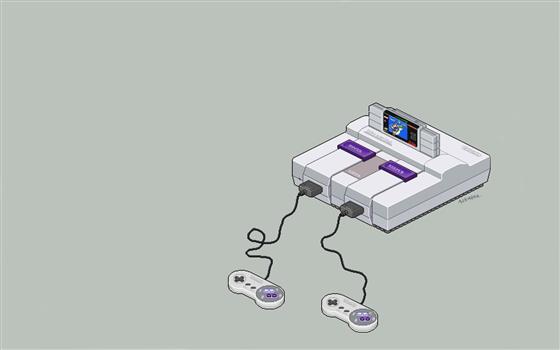 gray SNES illustration, consoles, pixel art, Nintendo, minimalism, HD wallpaper