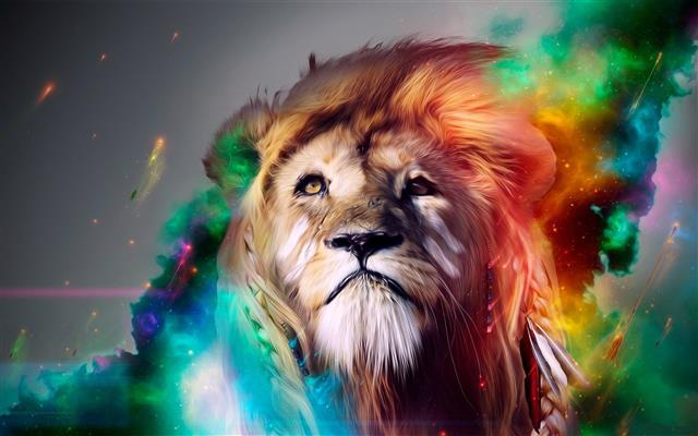 brown lion wallpaper, surreal, digital art, animals, artwork, HD wallpaper