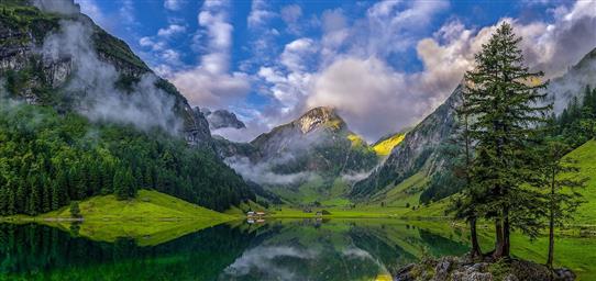 landscape, nature, green, photography, clouds, mountains, spring, HD wallpaper