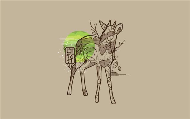 assorted-color deer illustration, artwork, geometry, nature, simple background, HD wallpaper