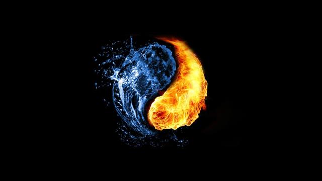 water and fire yin-yang illustration, Yin and Yang, abstract, HD wallpaper