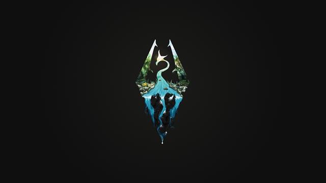 black and white logo, The Elder Scrolls V: Skyrim, video games, HD wallpaper