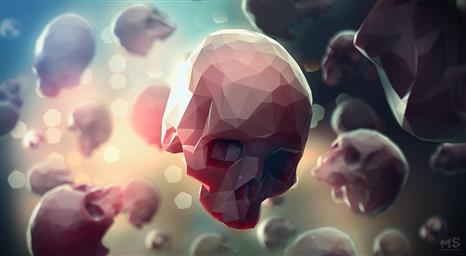 red skull wallpaper, digital art, low poly, depth of field, 3D, HD wallpaper