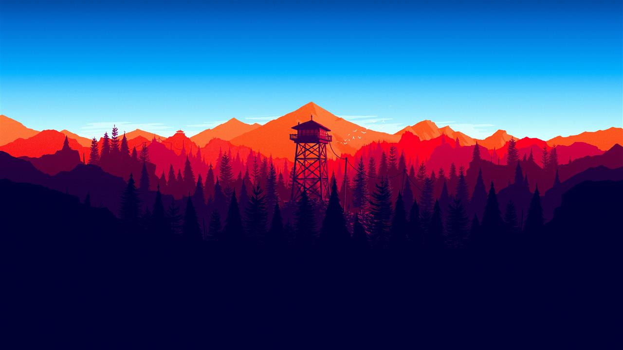 mountains minimalism forest firewatch, sky, mountain range, HD wallpaper
