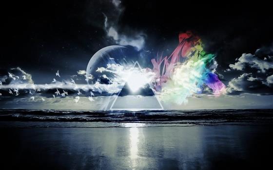 abstract painting, sea, Pink Floyd, The Dark Side of the Moon, HD wallpaper