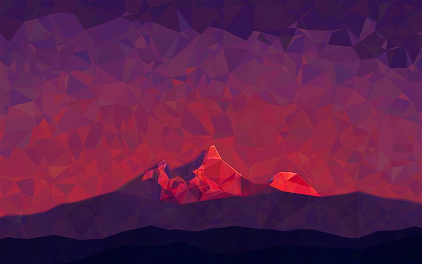 red mountains illustration, red and black mountain illustration, HD wallpaper