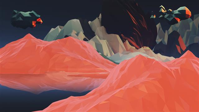 mountain range illustration, abstract, digital art, low poly, HD wallpaper