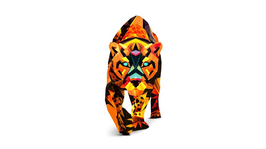 tiger illustration, Justin Maller, Facets, prowler, digital art, HD wallpaper