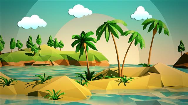 coconut trees and islet digital wallpaper, minimalism, nature, HD wallpaper