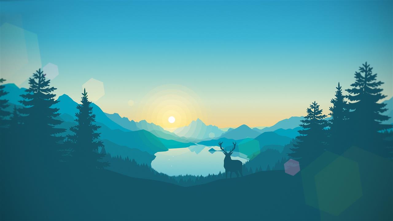 deer between pine trees wallpaper, firewatch, forest, night, Games, HD wallpaper