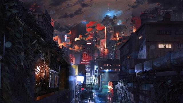 city at night illustration, artwork, digital art, futuristic, HD wallpaper
