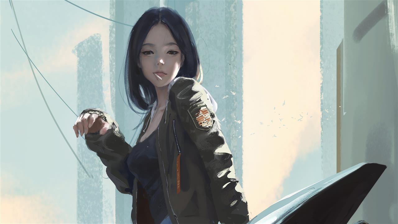 black haired girl anime character illustration, WLOP, anime girls, HD wallpaper
